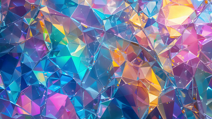 Colorful Cracked Glass Texture &ndash; Vibrant Abstract Background.