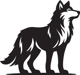 Fototapeta premium wolf vector illustration, wolf clipart vector, wolf silhouette logo vector, wolf vector black and white background full body