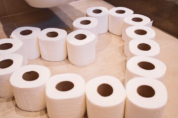 Toilet Paper Rolls Arranged in Circle