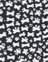 Dog Bone vector dog paw doodle Seamless pattern isolated wallpaper background,  patterns,  backgrounds