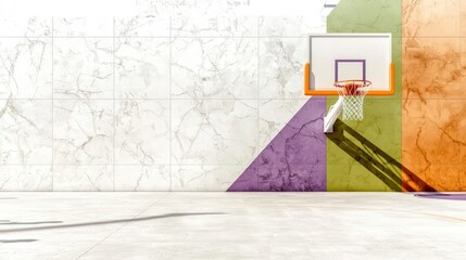 Colorful Basketball Court Backdrop  Urban Streetball Scene