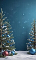 Festive winter scene with blue background and modern Christmas card elements ,  card,  holiday