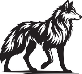 Fototapeta premium wolf vector illustration, wolf clipart vector, wolf silhouette logo vector, wolf vector black and white background full body