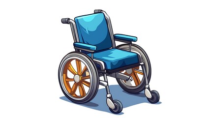 Fototapeta premium Vibrant Blue Wheelchair: Hand-Drawn Illustration AI Generated