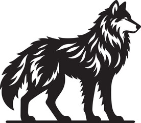 Obraz premium wolf vector illustration, wolf clipart vector, wolf silhouette logo vector, wolf vector black and white background full body