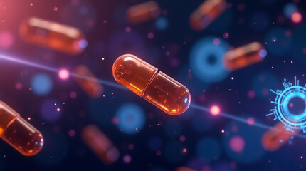 Detailed 3D Medical Pills and Capsules in Red and Blue for Healthcare and Pharmaceutical Themes