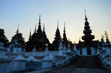 Fototapeta premium Ancient Lanna Architecture, in sunset at Dhara Dhevi Chiang Mai, Northern Thailand