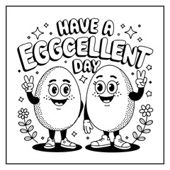 Obraz premium Retro Easter Bold and Easy Coloring Book for Kids and Adults