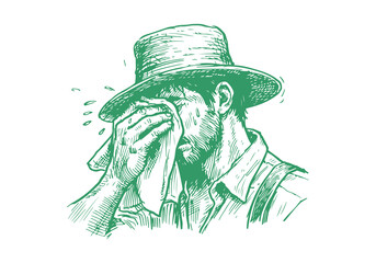 Farmer hand drawn sketch illustration vector