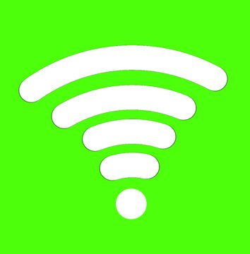 Animation of a wifi signal icon with a green screen background.
