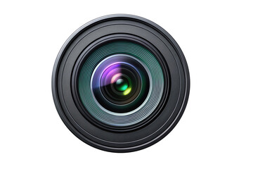 clean 3d close-up camera lens illustration with colorful reflections on dark background for professional visuals