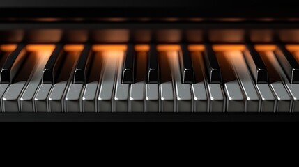 Piano keys illuminated with soft light create an inviting atmosphere for music enthusiasts and performers during an evening session