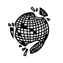 Cute Disco Ball Hand Drawing Illustration