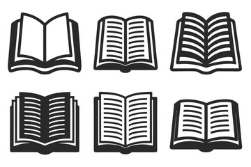 set of Reading book Silhouette vector illustration
