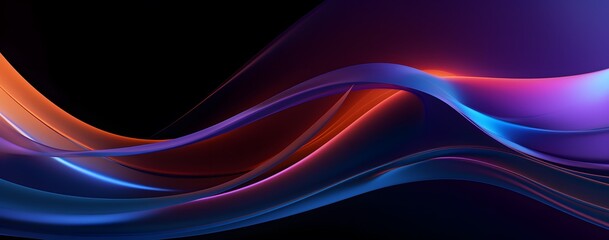 Fototapeta premium Abstract blue and orange wave background. Dark purple and blue background with glowing wavy shape. 
