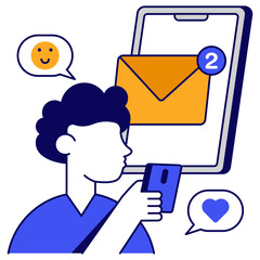 A unique design icon of mobile mail