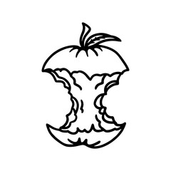 Cute Apple Core Hand Drawing Illustration