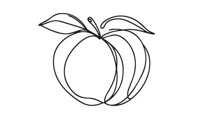 Continuous one single minimal line drawing apple