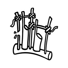 Cute Bamboo Musical Instrument Hand Drawing Illustration