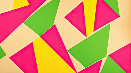 Obraz premium Abstract Geometric Background Pink Green Yellow Triangles
