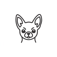 Fototapeta premium Adorable Chihuahua Line Art: A Minimalist Design Featuring a Cute Canine Portrait Against a White Background
