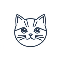 Adorable minimalist line art cat logo design. Perfect for pet-related brands, showcasing a cute feline face with simple lines.