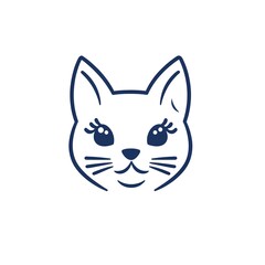 Obraz premium Adorable Kitty: Minimalist Line Art Logo Design for Handmade Gifts. Perfect for pet lovers!