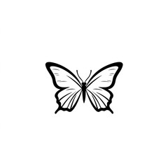 Fototapeta premium Elegant Black Butterfly Line Art: A Minimalist Design, Perfect for Branding or Decoration. Soaring grace and simple beauty.