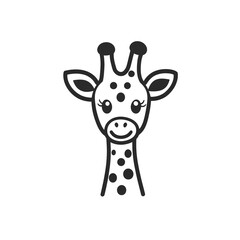 Adorable baby giraffe line art logo design, perfect for kids' products or branding. Simple, cute, and memorable.