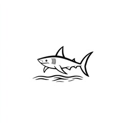 Obraz premium Sleek Shark Line Art: A Minimalist Ocean Design, Perfect for Branding or Decoration