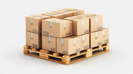 Stack of Cardboard Boxes on a Wooden Pallet