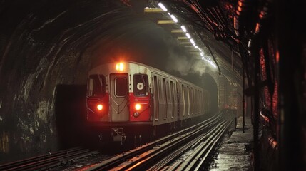 Naklejka premium The subway is in a Tunnel with bright lighting