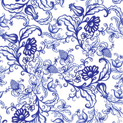 Vector floral watercolor texture pattern with flowers.