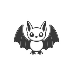 Obraz premium Adorable cartoon bat, minimalist line art design. Perfect for Halloween or children's themes!