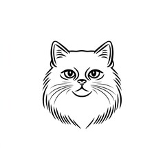 Obraz premium Elegant Line Art Cat Portrait: A Minimalist Design of a Fluffy Persian Cat's Face