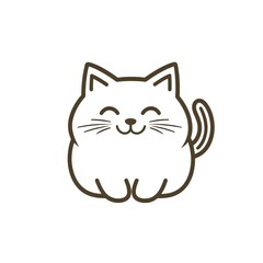 Obraz premium Adorable Happy Cat: Minimalist Line Art Design. Perfect for handmade gifts, pet products, or children's illustrations!