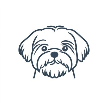 Adorable Shih Tzu Line Art: A Minimalist Design Featuring a Cute Canine Portrait Against a White Background