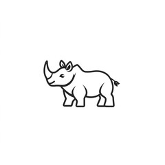Obraz premium Minimalist Rhino Line Art: A sleek, single-line drawing of a rhino, perfect for logo design or branding. Clean and modern.