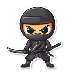 A cute cartoon ninja, ready for action! This little warrior is all set to defend their honor.