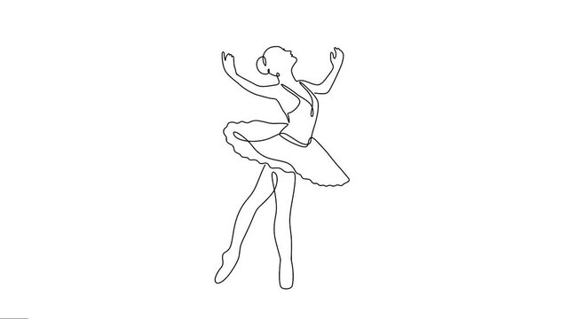 Ballerina dancing woman animation elegance continuous line drawing motion graphics. 