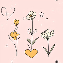 flower seamless tile, pink background pattern