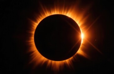 Stunning solar eclipse with radiant sun corona