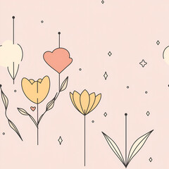 flower seamless tile, pink background pattern