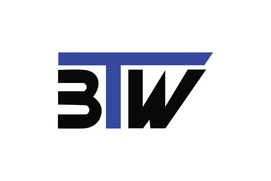 BTW, WTB, B, W, T, BT, TW, BW, WB Letter Initial Logo Design, Vector Template
