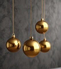 Golden Glass Ball Ornaments Swaying in the Breeze on a Stylish Metal Hanger,  golden,  ball,  metal