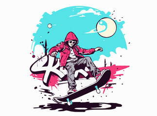 Graffiti and Skateboarding Fashion Vector