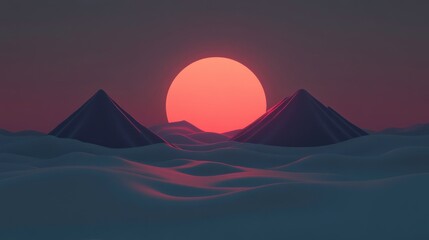Fototapeta premium Stunning Sunset Over Mountain Landscape with Atmosphere
