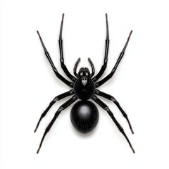 Black Spider on White Background Close Up