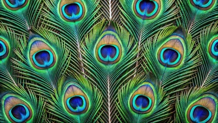 a close-up shot of peacock feathers creating an eye-catching design with vibrant colours 