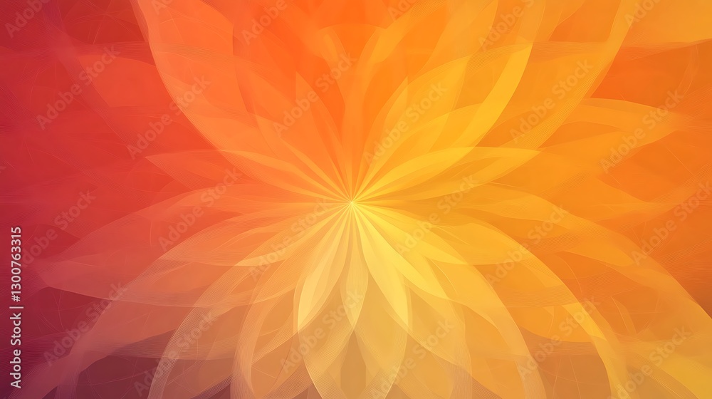 Wall mural a colorful abstract banner featuring a radial gradient burst from deep orange to yellow with subtle 